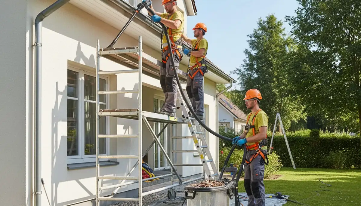 Virginia Beach, VA gutter cleaning service clearing debris from home gutters to restore proper drainage