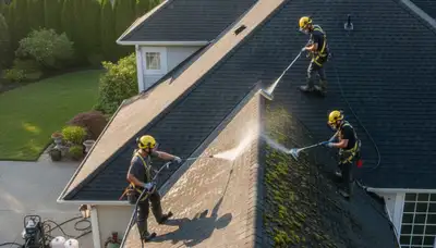 Virginia Beach, VA roof cleaning removing algae and moss for a protected home exterior